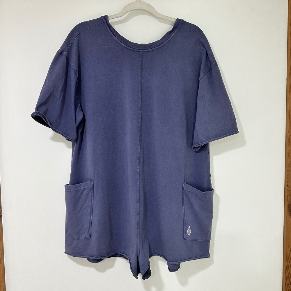 FP Movement Free People Hot Shot Reversible Romper Blue Women Medium Oversized
